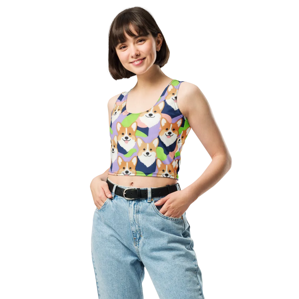 Corgi Colorwave on Crop Top — Front