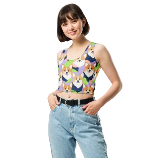 Corgi Colorwave on a Crop Top