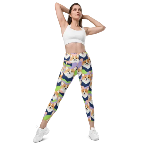 Corgi Colorwave on a Leggings with Pockets