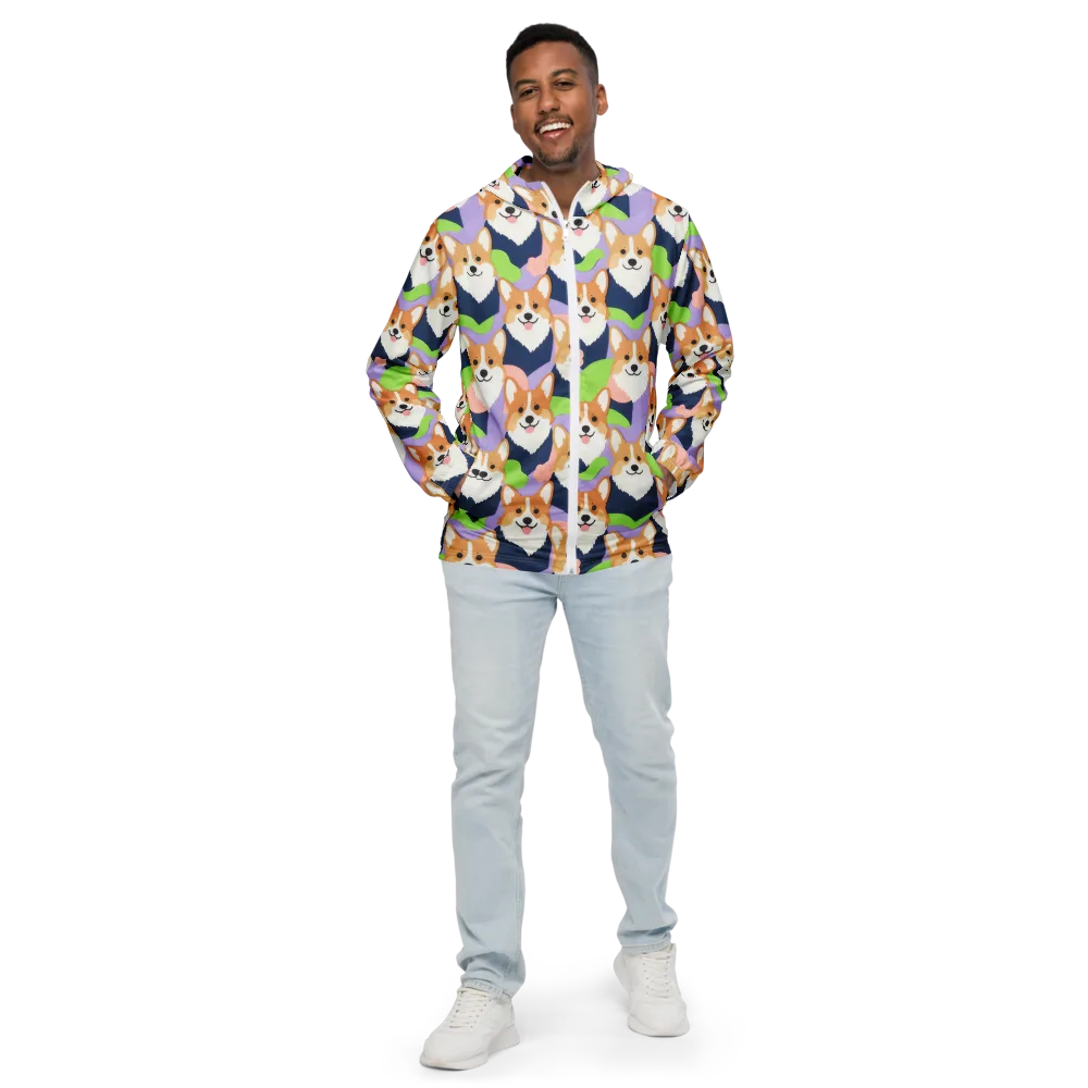 Corgi Colorwave on Men's Windbreaker — Front