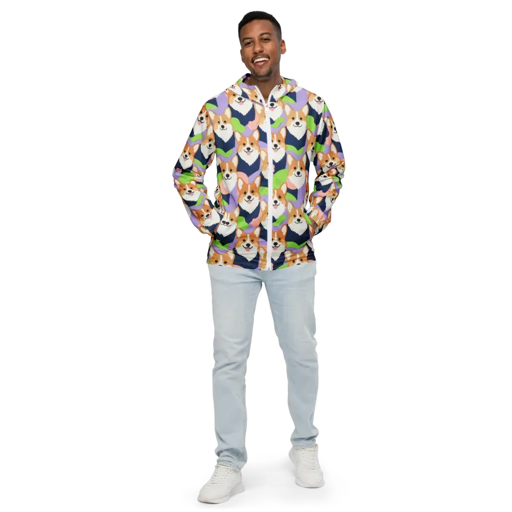 Corgi Colorwave on Men's Windbreaker — Front