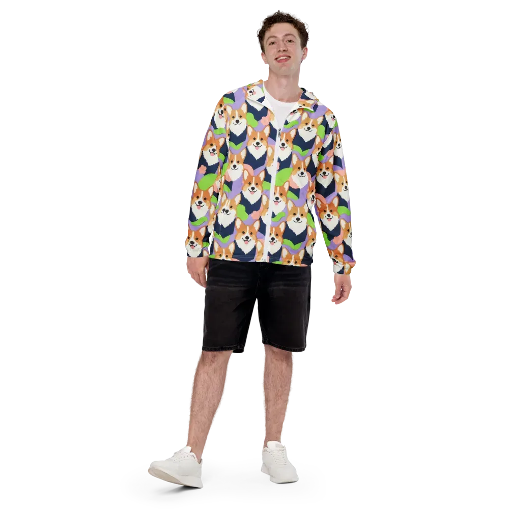 Corgi Colorwave on Men's Windbreaker — Front