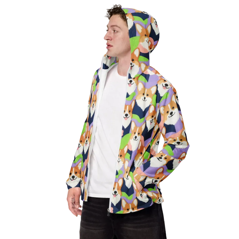 Corgi Colorwave on Men's Windbreaker — Left Front