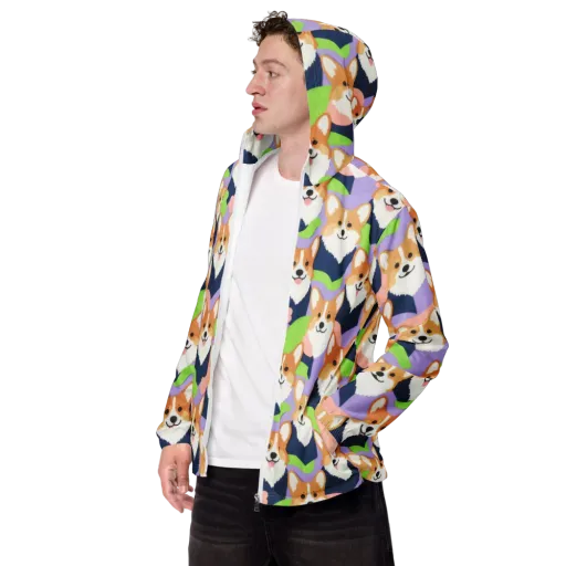 Corgi Colorwave on a Men's Windbreaker