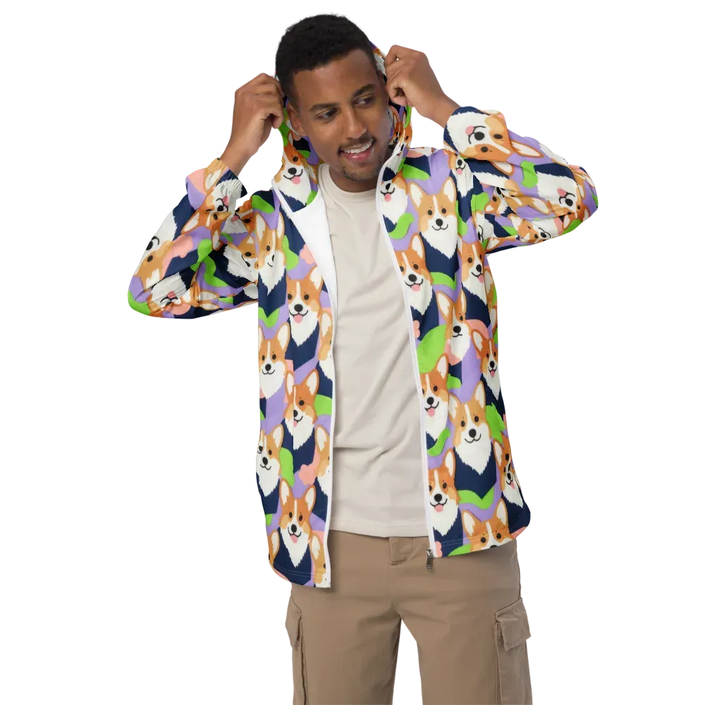 Corgi Colorwave on Men's Windbreaker — Front