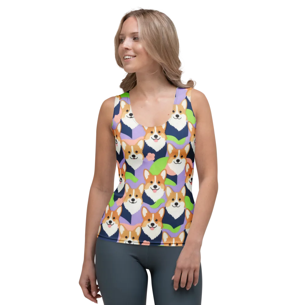 Corgi Colorwave on Women's Tank Top — Front