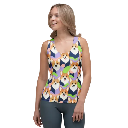 Corgi Colorwave on a Women's Tank Top
