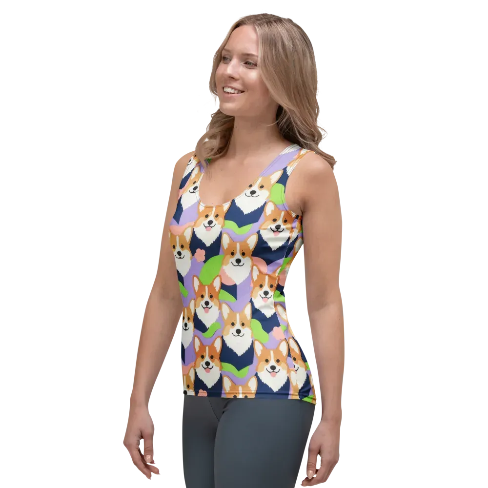 Corgi Colorwave on Women's Tank Top — Left Front