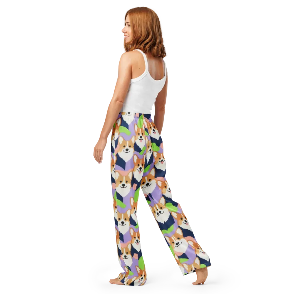 Corgi Colorwave on Women's Pajama Pants — Back