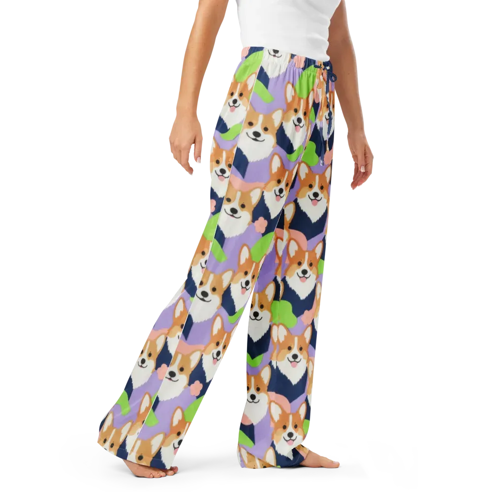 Corgi Colorwave on Women's Pajama Pants — Right Front