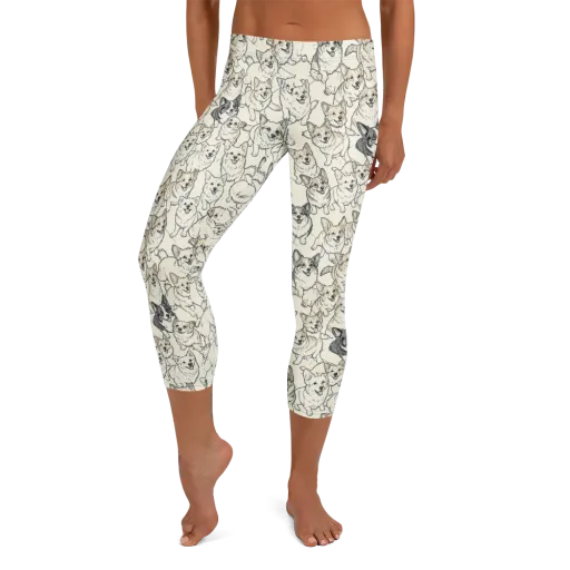 Corgi Chorus on a Capri Leggings