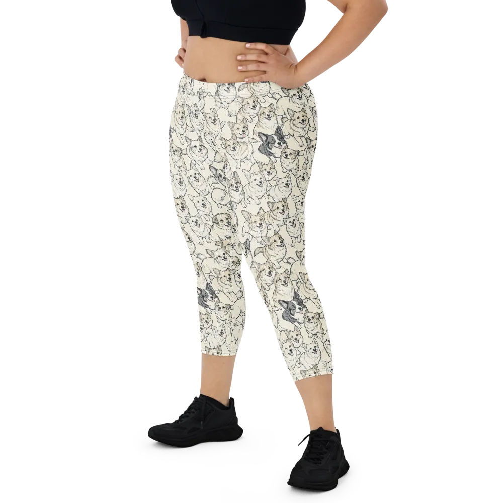 Corgi Chorus on Capri Leggings — Front