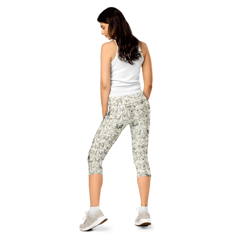 Corgi Chorus on Capri Leggings — Back