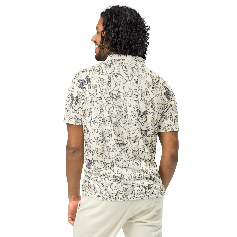 Corgi Chorus on Men's Slim Fit Polo Shirt — Back