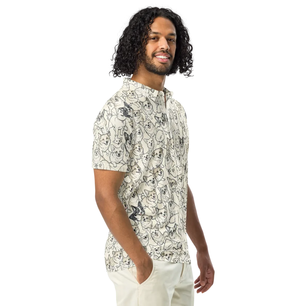 Corgi Chorus on Men's Slim Fit Polo Shirt — Right Front