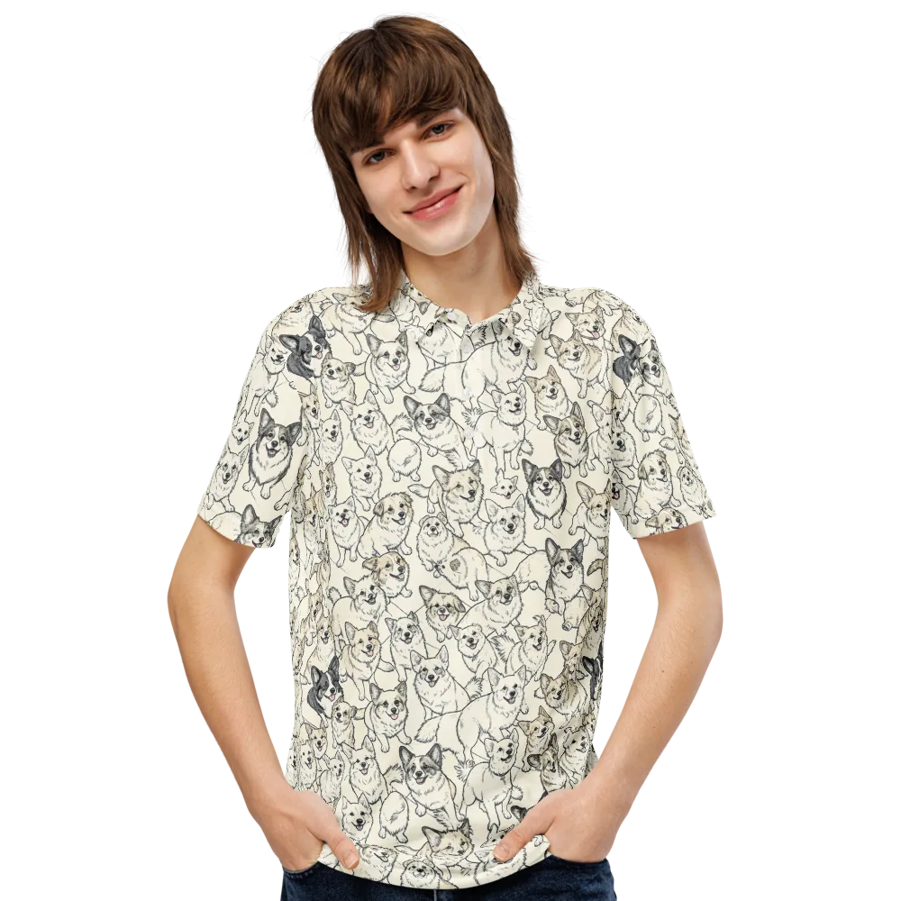 Corgi Chorus on Men's Slim Fit Polo Shirt — Front