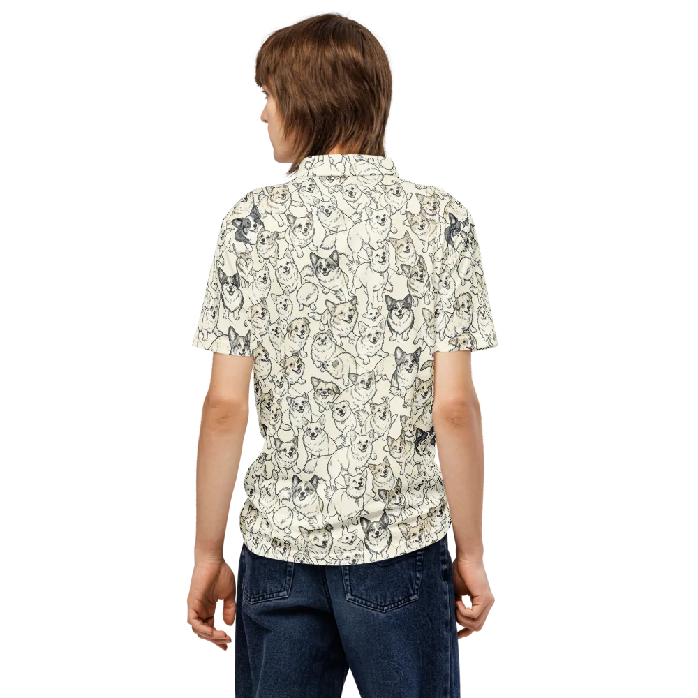 Corgi Chorus on Men's Slim Fit Polo Shirt — Back