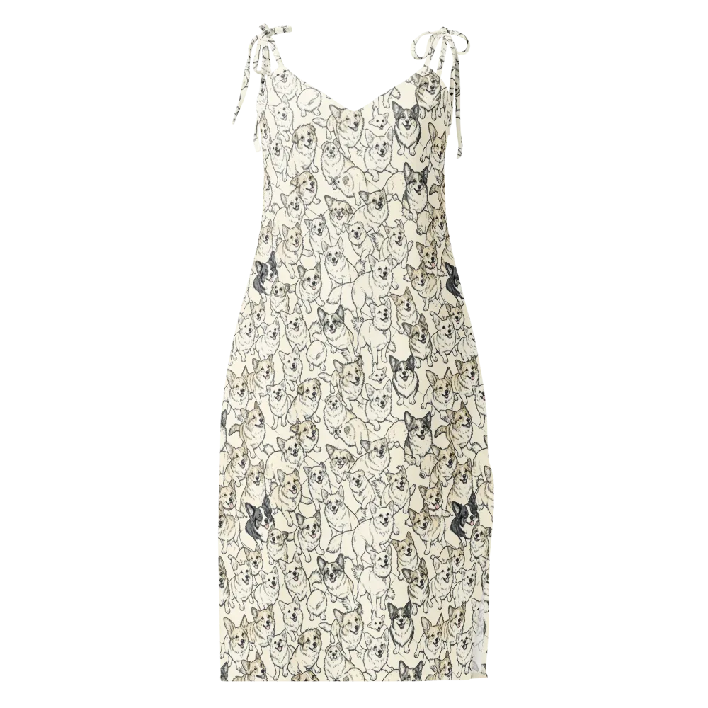 Corgi Chorus on Slip Dress — Front