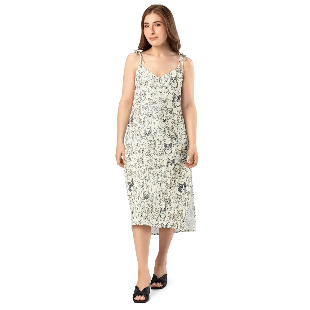 Corgi Chorus on Slip Dress — Front