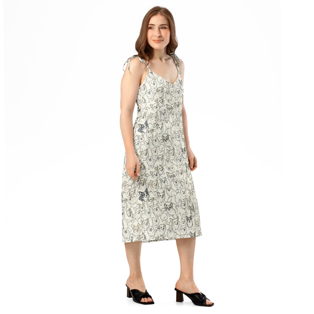Corgi Chorus on Slip Dress — Right Front