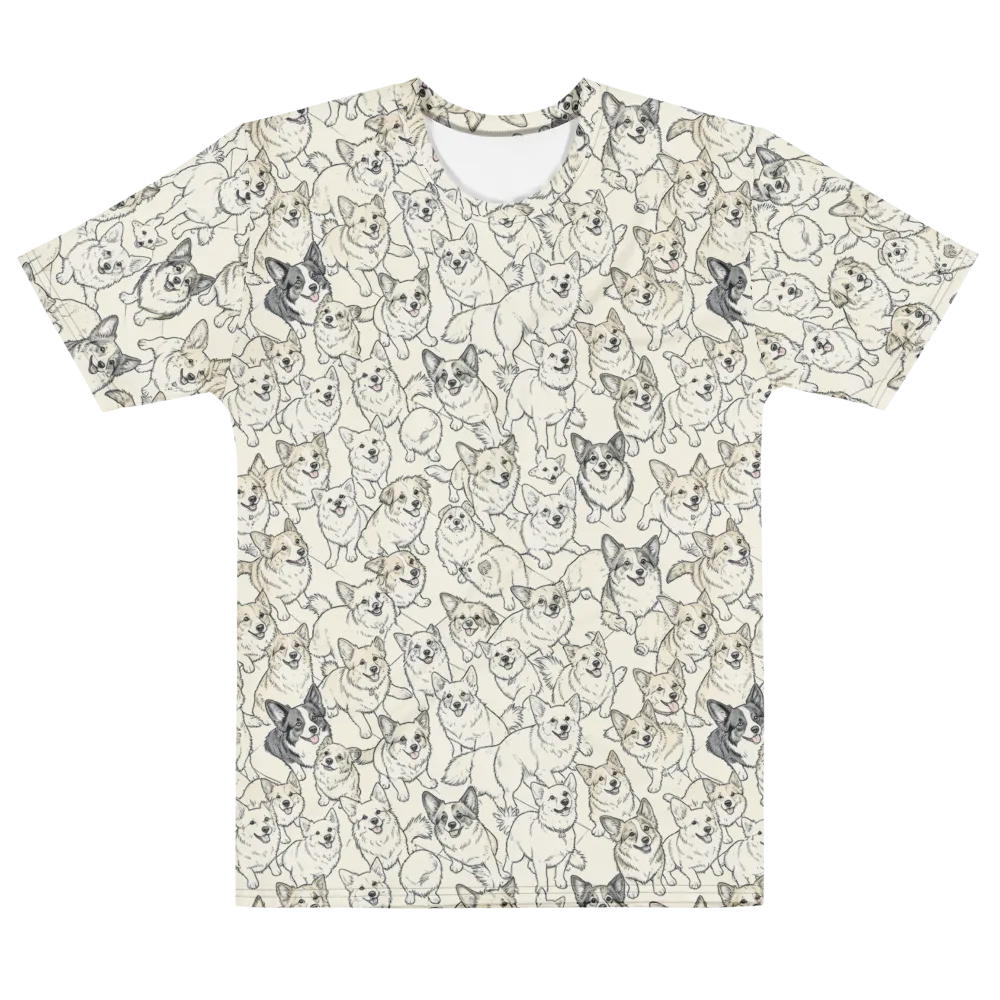 Corgi Chorus on Men's Cotton Crew Neck T-Shirt — Front