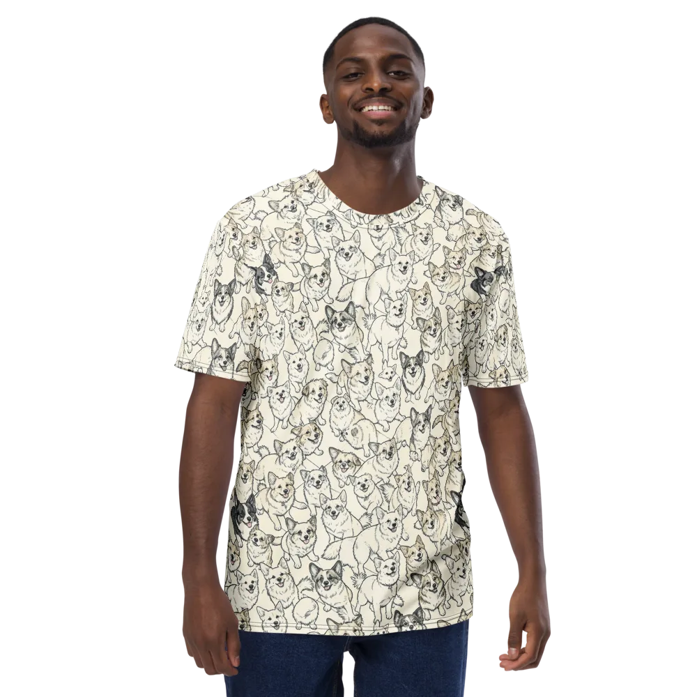 Corgi Chorus on Men's Crew Neck T-Shirt — Front