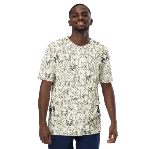 Corgi Chorus on a Men's Crew Neck T-Shirt