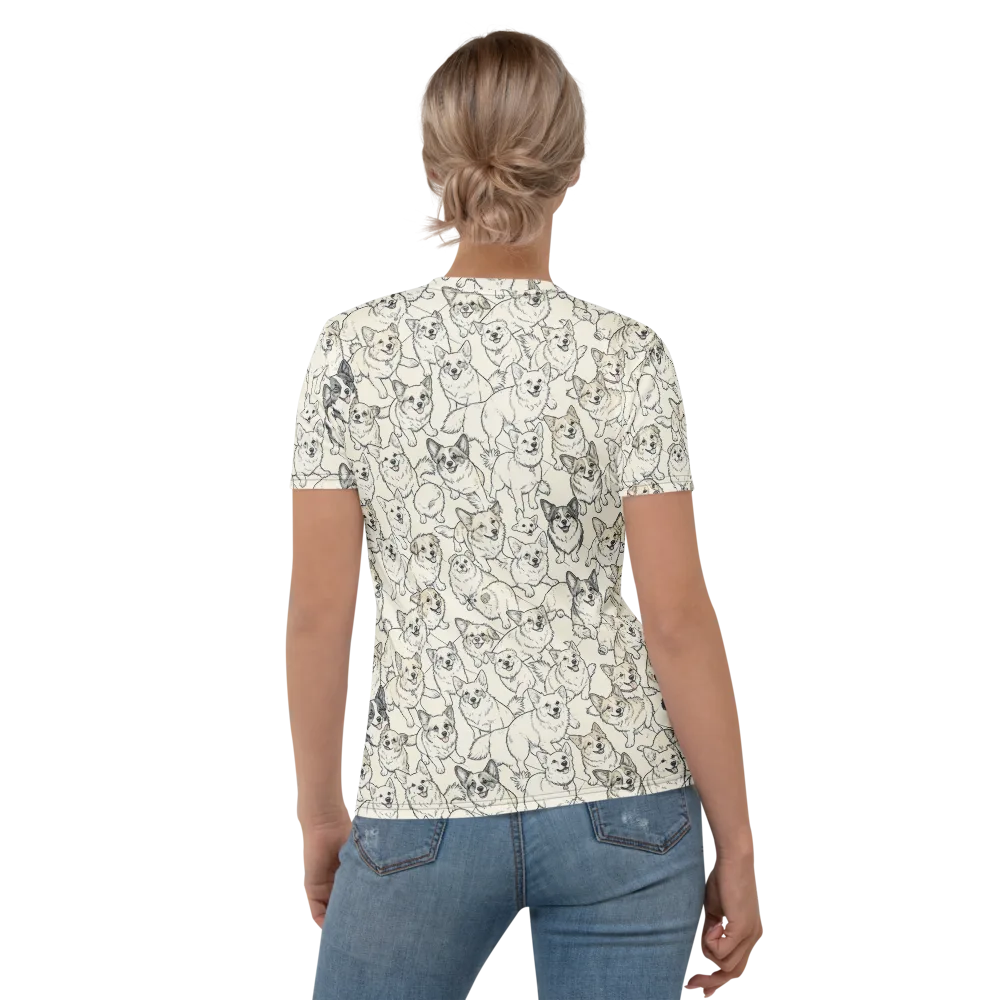 Corgi Chorus on Women's Crew Neck T-Shirt — Back