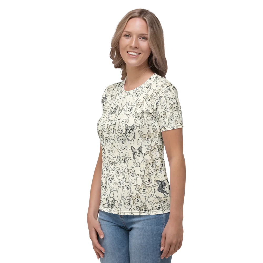 Corgi Chorus on Women's Crew Neck T-Shirt — Left