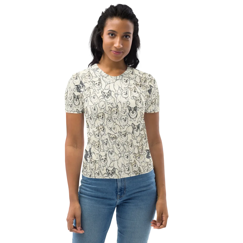 Corgi Chorus on Women's Crew Neck T-Shirt — Front