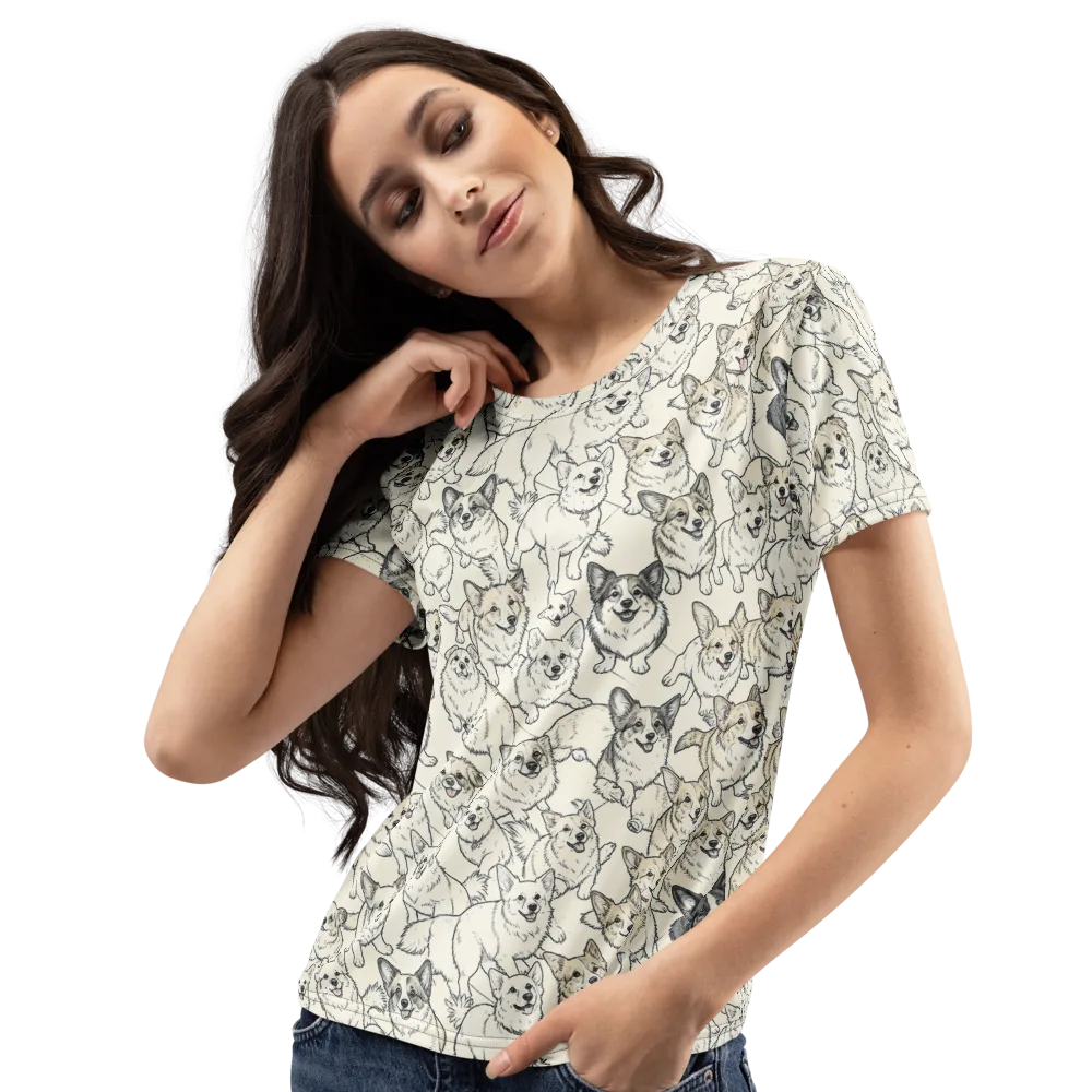 Corgi Chorus on Women's Crew Neck T-Shirt — Left Front
