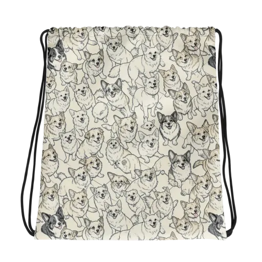 Corgi Chorus on a Drawstring Bag