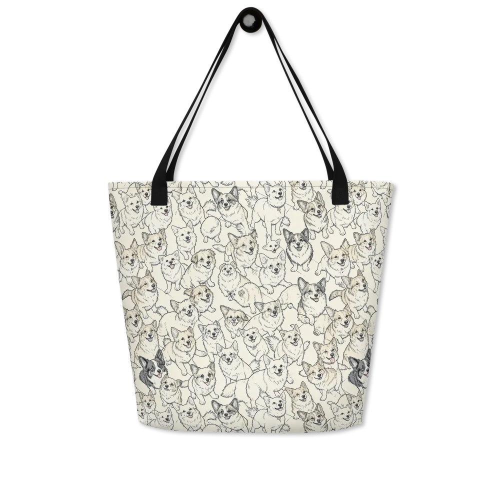 Corgi Chorus on Large Tote Bag W/ Pocket — Front