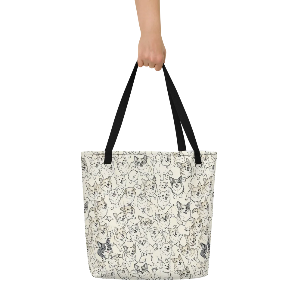 Corgi Chorus on Large Tote Bag W/ Pocket — Front