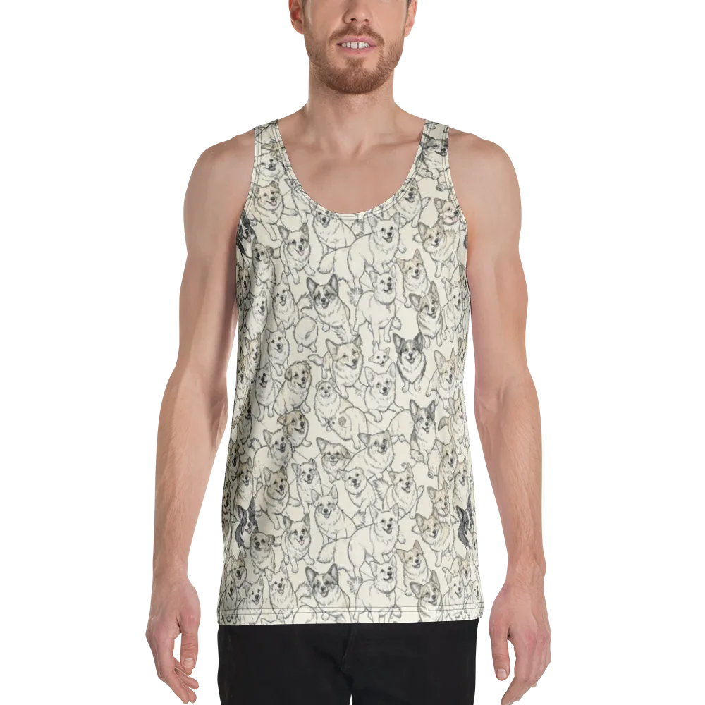 Corgi Chorus on Men's Tank Top — Front