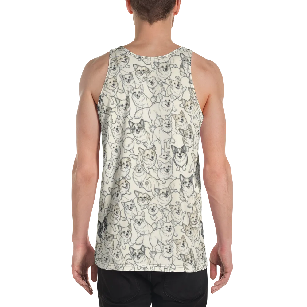 Corgi Chorus on Men's Tank Top — Back