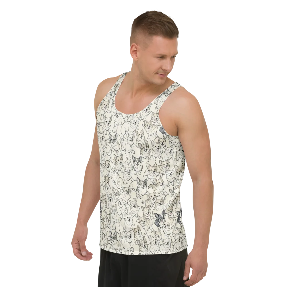 Corgi Chorus on Men's Tank Top — Left Front