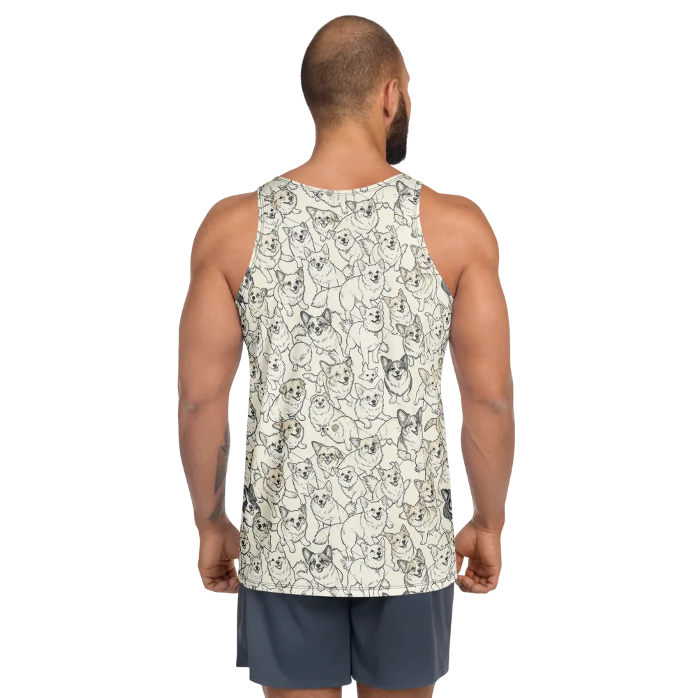 Corgi Chorus on Men's Tank Top — Back