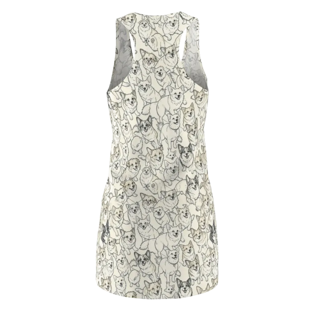 Corgi Chorus on Racerback Dress — Back