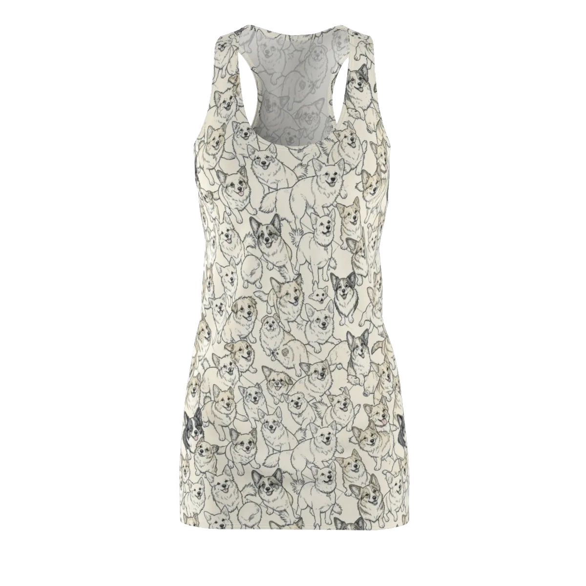 Corgi Chorus on Racerback Dress — Front