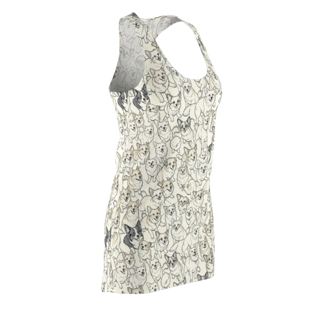 Corgi Chorus on Racerback Dress — Front Side