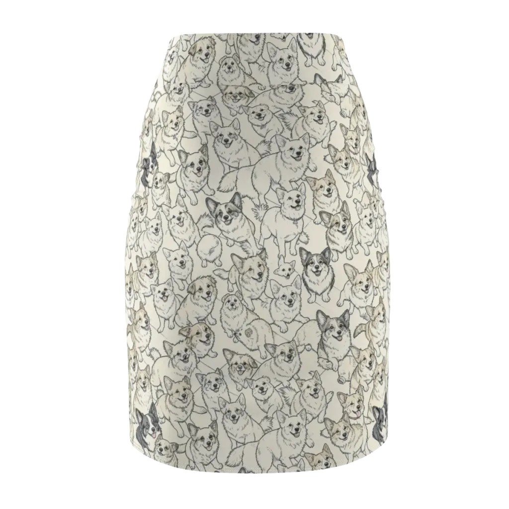 Corgi Chorus on Pencil Skirt — Back