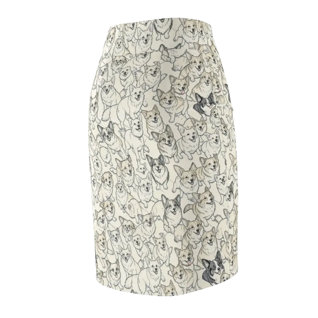 Corgi Chorus on Pencil Skirt — Back Side