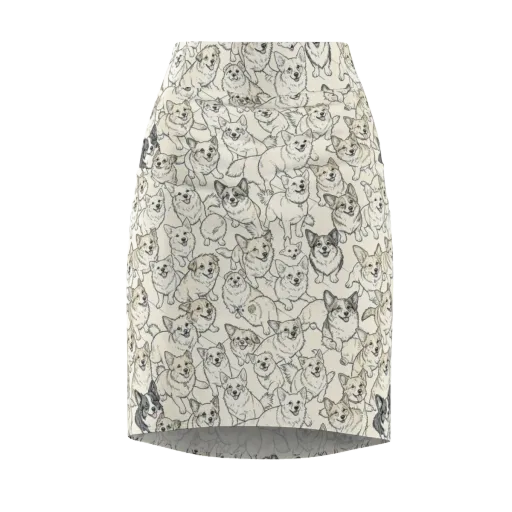 Corgi Chorus on a Pencil Skirt