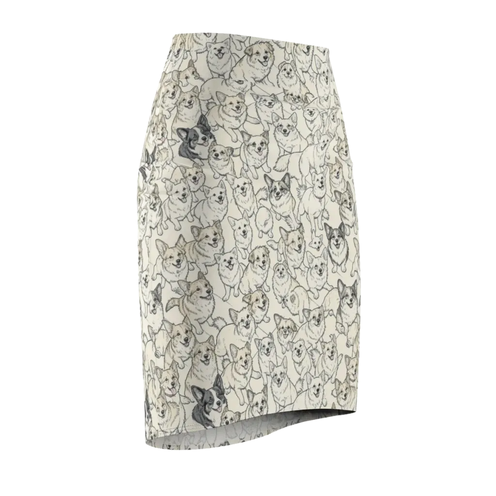 Corgi Chorus on Pencil Skirt — Front Side