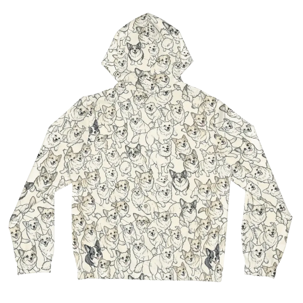 Corgi Chorus on Women's Full-Zip Hoodie — Back