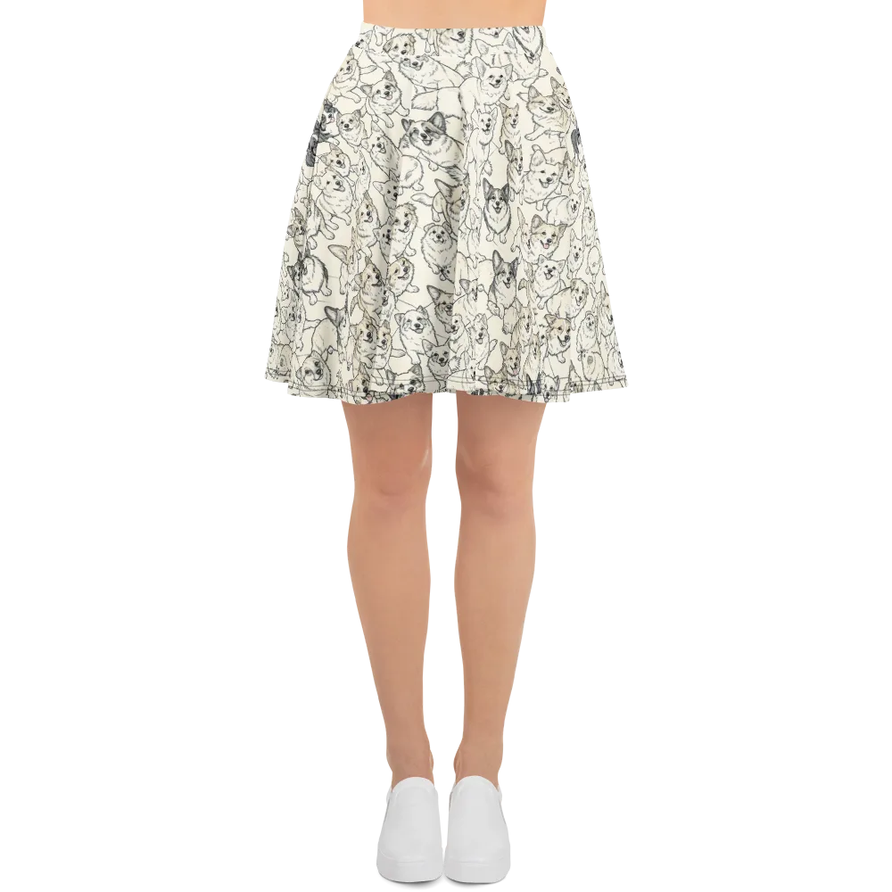 Corgi Chorus on Skater Skirt — Front