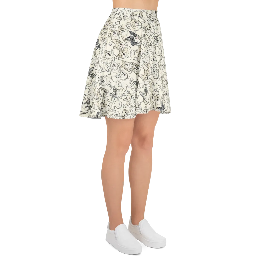 Corgi Chorus on Skater Skirt — Right