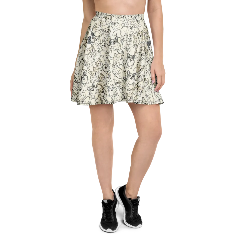 Corgi Chorus on Skater Skirt — Front