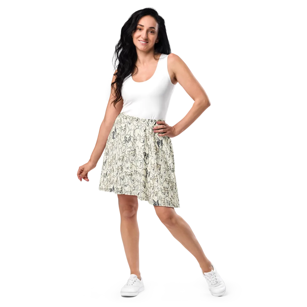 Corgi Chorus on Skater Skirt — Front